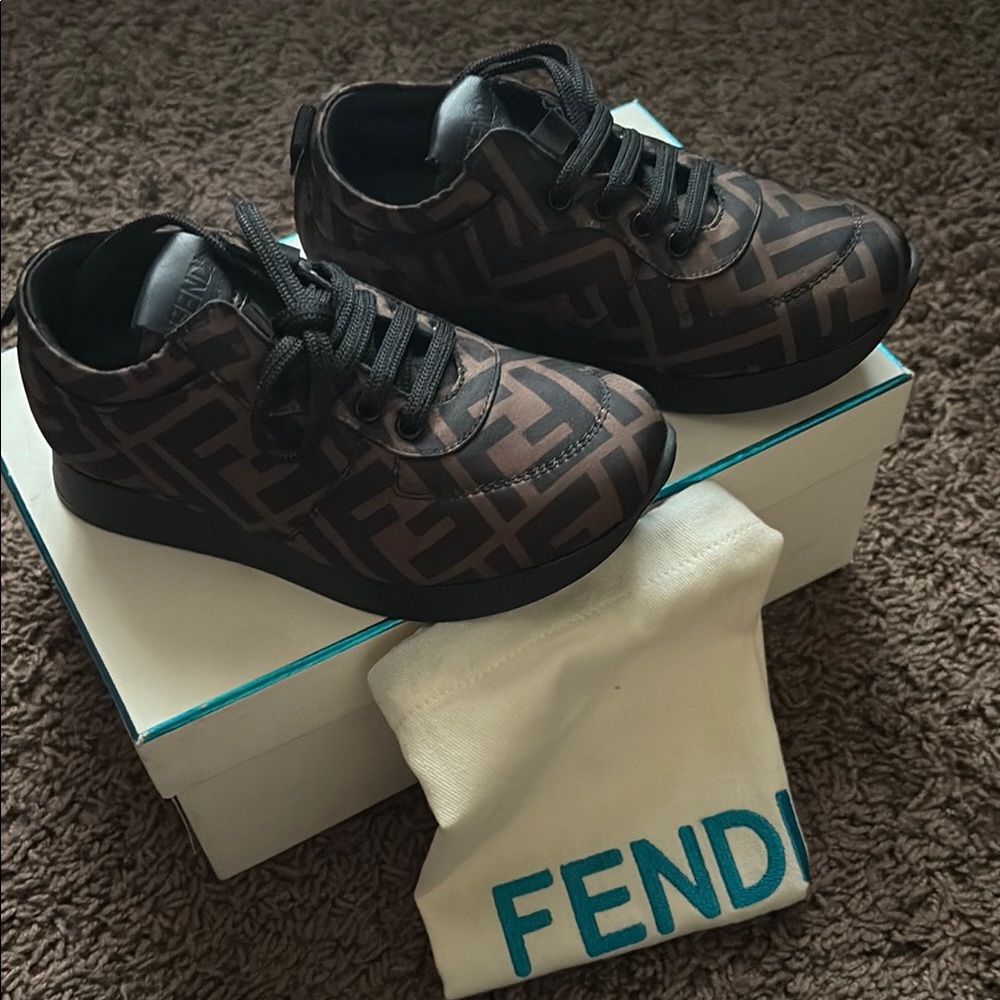 Kids Fendi  Brown and Black Sneakers